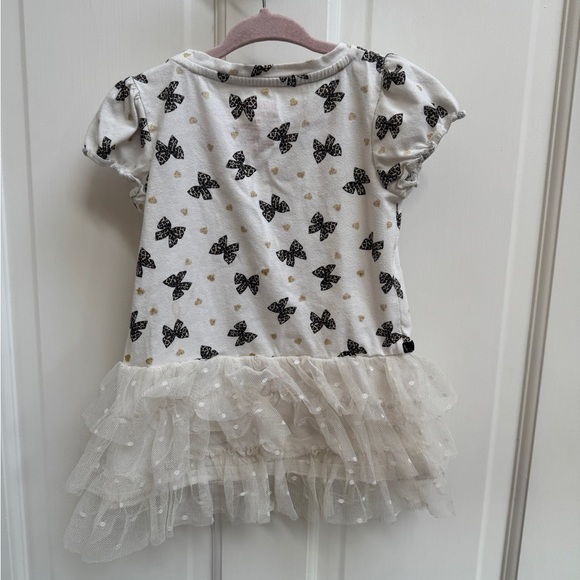 Miniville 3T Girls White & Black Leopard Bow Short Sleeve Blouse Top Tulle - Picture 7 of 7